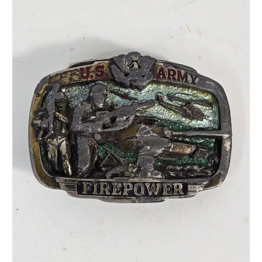 US Army "Firepower" Vintage Belt Buckle Collectible